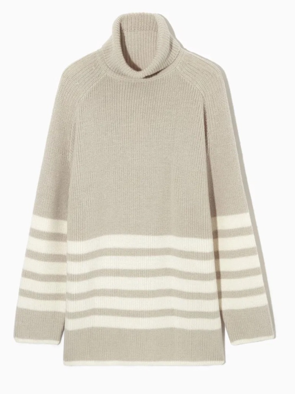 COS Cream Striped Turtleneck Sweater